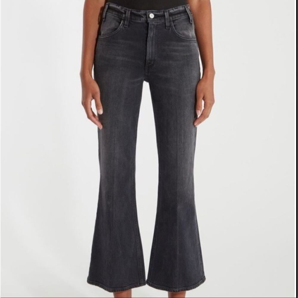 Citizens of Humanity Amelia Vintage Cropped Flare Jeans Size 28 Washed Black